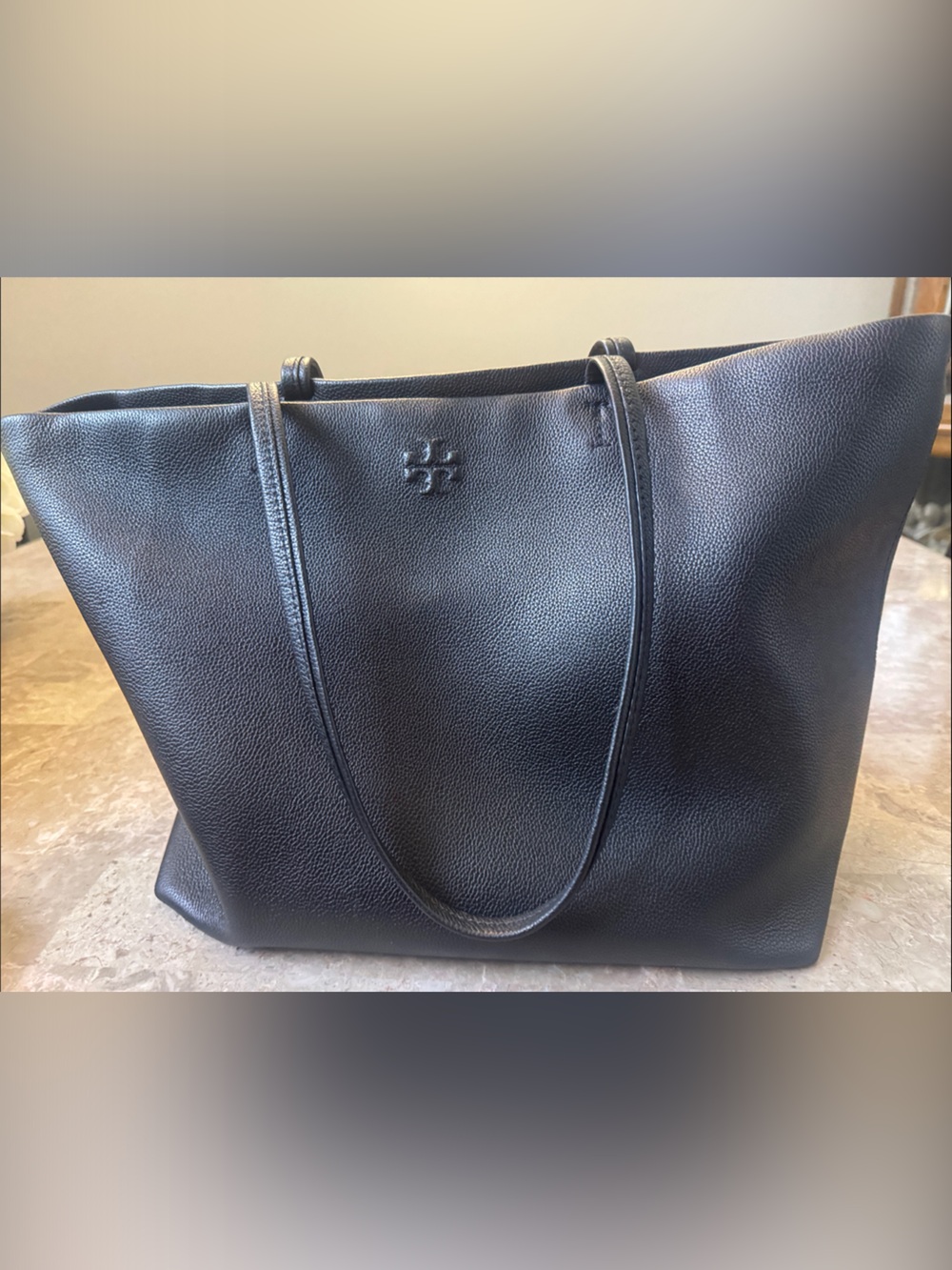 Tory Burch Pebbled Leather Black Shoulder Tote